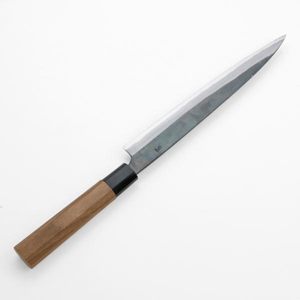 刺身包丁 柳刃包丁 210mm 両刃 鍛造 黒打 元兼 青紙1号 : ほんまもん